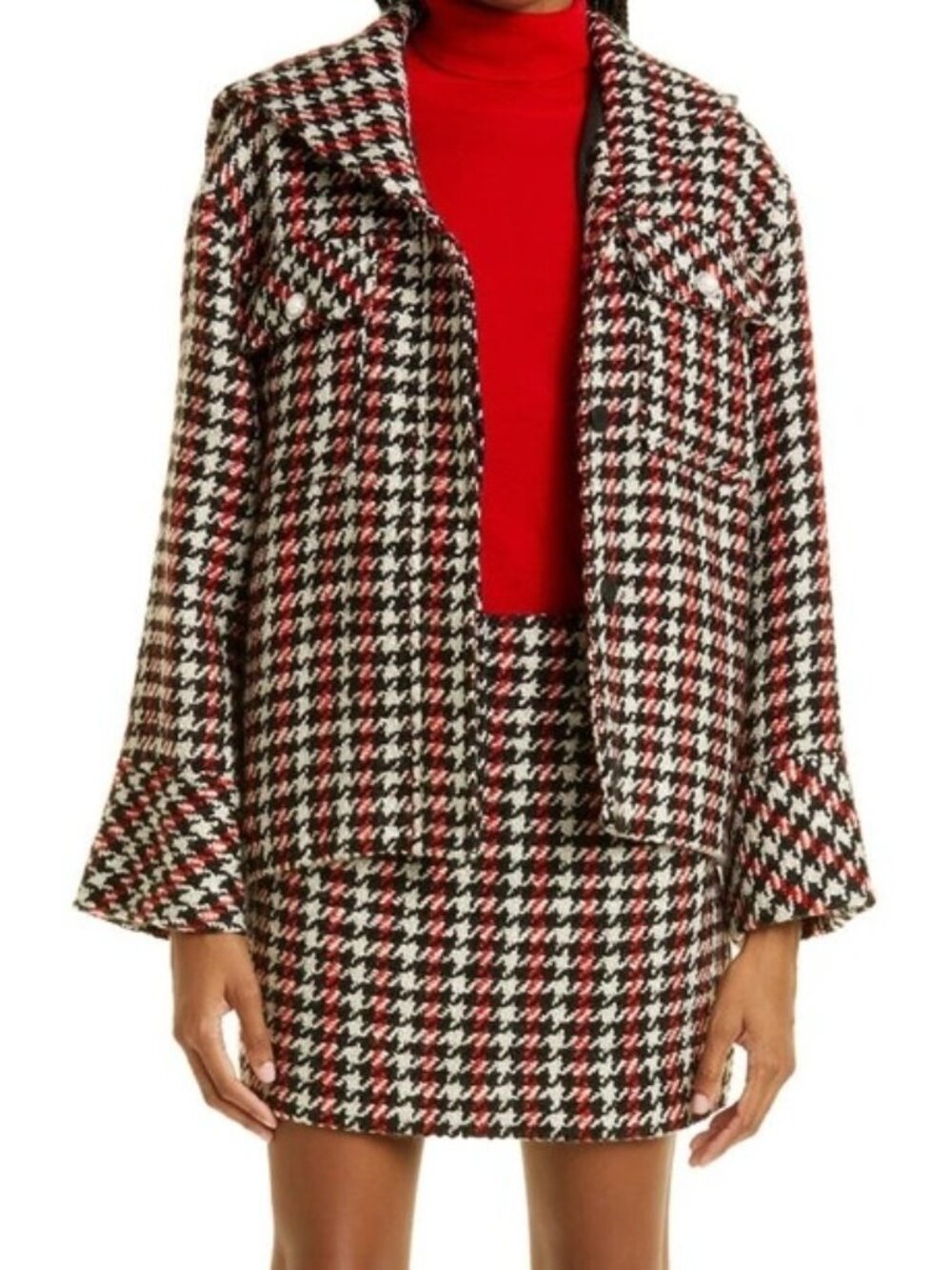 BAUM UND PFERDGARTEN Bronco Polyester Blend Jacket Red Check Size 36 NWT
